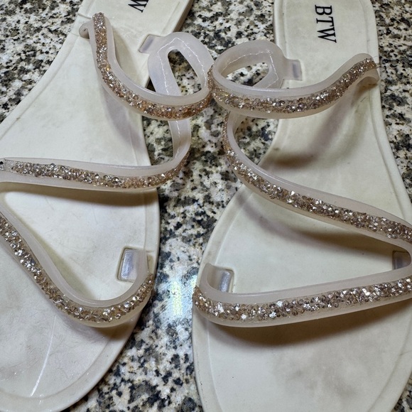 BTW Women's Size 8 Glitter Sandals - Cream - Picture 2 of 5